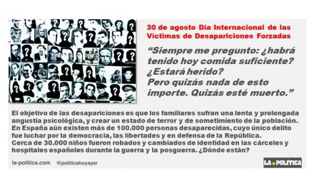 Día Internacional de las Víctimas de Desapariciones Forzadas, 30 de agosto